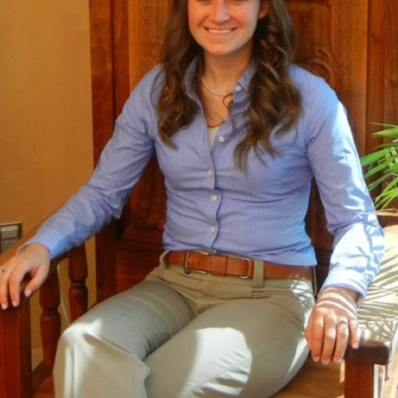 Banana Republic Women's Blue Blouse w/ Stripe - Picture 1 of 6